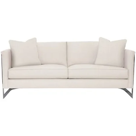 Contemporary Sofa with Curved Polished Stainless Steel Frame